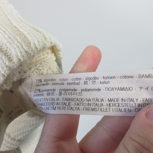 Massimo Dutti Knitted Tank Top Women M Ivory Crochet Knit Cropped Cotton 310 - Picture 5 of 10